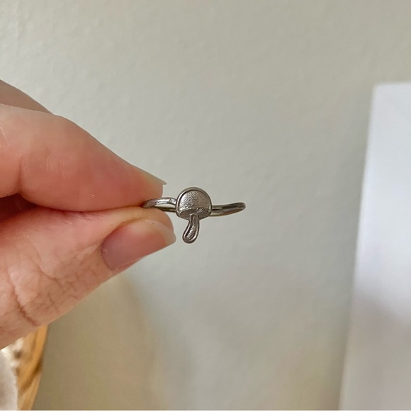Mushroom Silver Wire Girls Ring Fashion Ring Rustic Cottagecore Woodsy Rustic - Picture 10 of 12